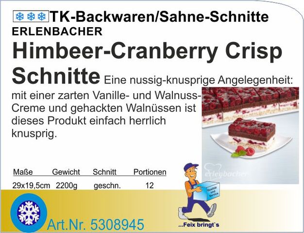 5308945 - Himbeer-Cranberry-Crisp-Schnitte 2100g (12Port.) E