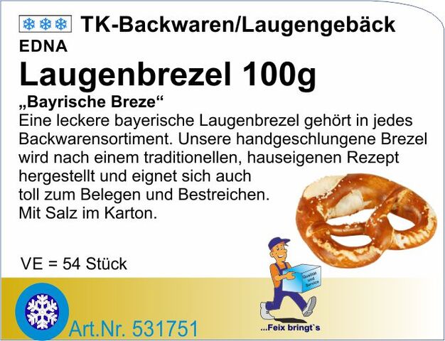531751 - Laugenbrezen Bayerische 100g No 408 (54St/Kt)  Ed